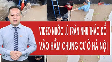 Video cảnh tượng nước lũ tràn như thác đổ vào hầm chung cư ở Hà Nội