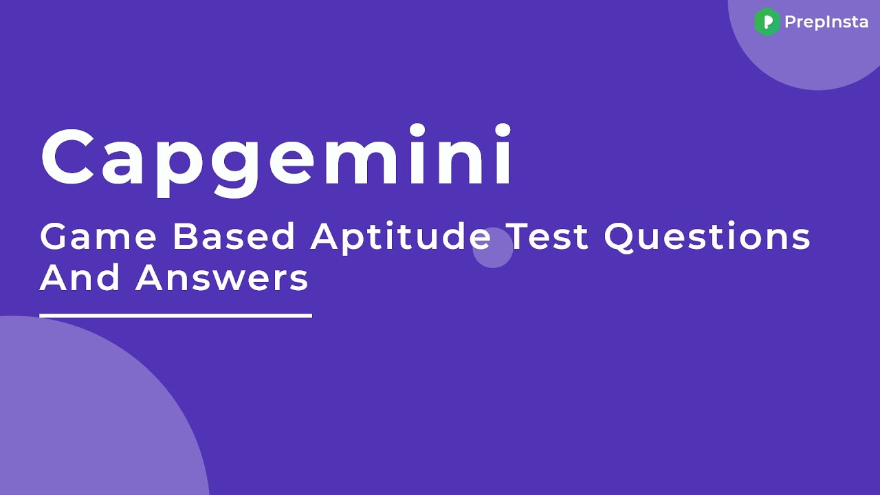 Capgemini Game Based Aptitude Test Questions And Answers YouTube