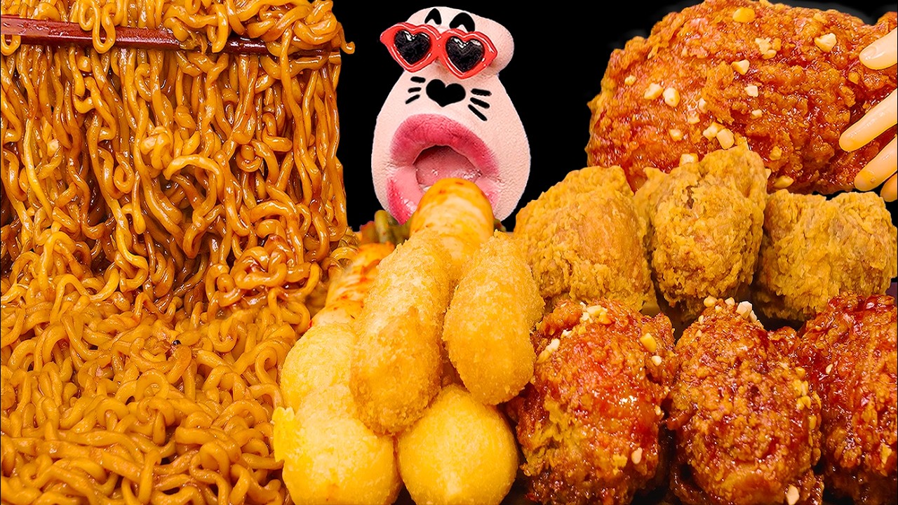 The Ultimate Korean Fried Chicken & Black Bean Noodles Feast! ASMR Mukbang