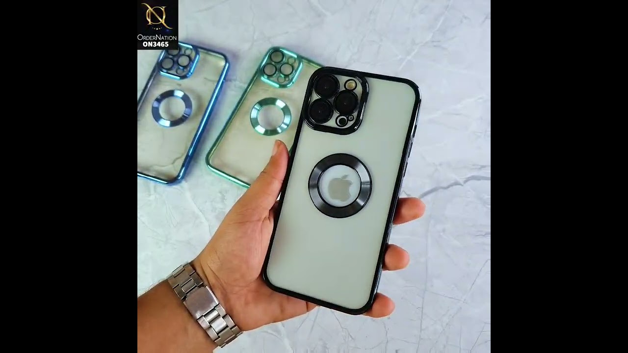 iPhone 11 Pro Max Cover - Golden - Soft Color Borders Logo Hole With Camera Protection Clear Back Case