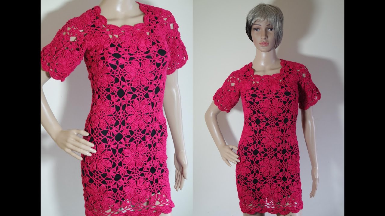 How to crochet elegant dress tutorial and written pattern in