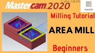 AREA MILLING in Mastercam 2019 for Beginner Lesson Tutorials