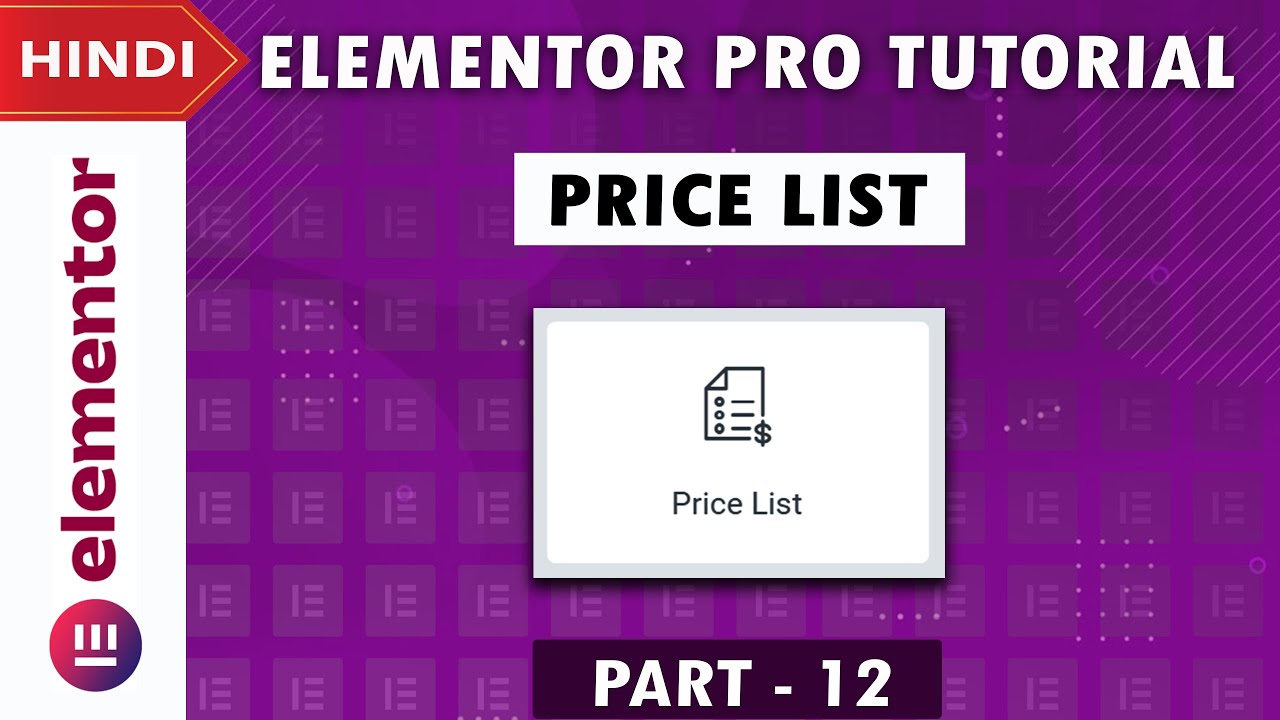 [Price List] Elementor PRO Tutorial in Hindi | Part 12 - YouTube