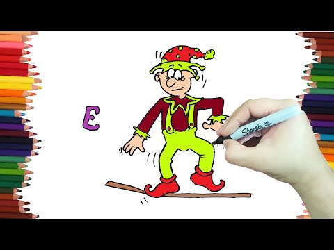 Como dibujar UN EQUILIBRISTA - Dibujos con la letra E paso a paso y muy Fácil