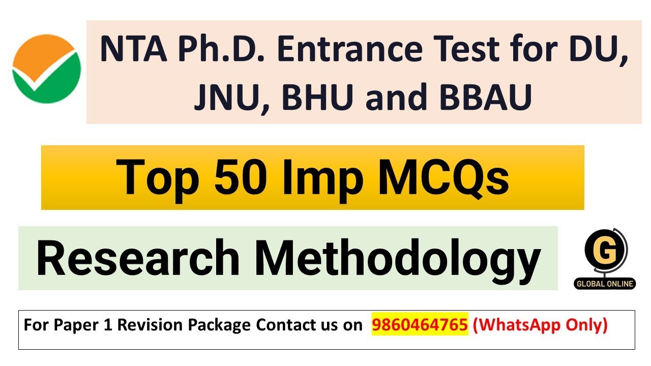 NTA PhD Entrance Test 2023 | Top 50 Imp MCQs On Research Methodology | NTA PhD Entrance Exam 2023