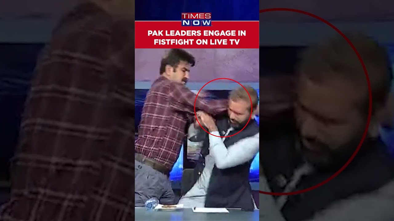 Pakistan leaders engage in fistfight on live TV amid hot debate, video viral #Shorts