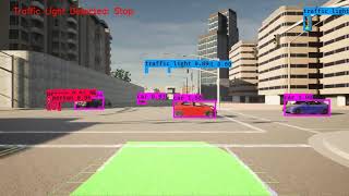 Object Detection + Lane Detection + Traffic Light State Detection in CARLA Simulator Town 3