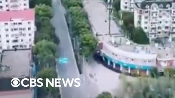 Drone over Shanghai shows empty streets amid COVID lockdown