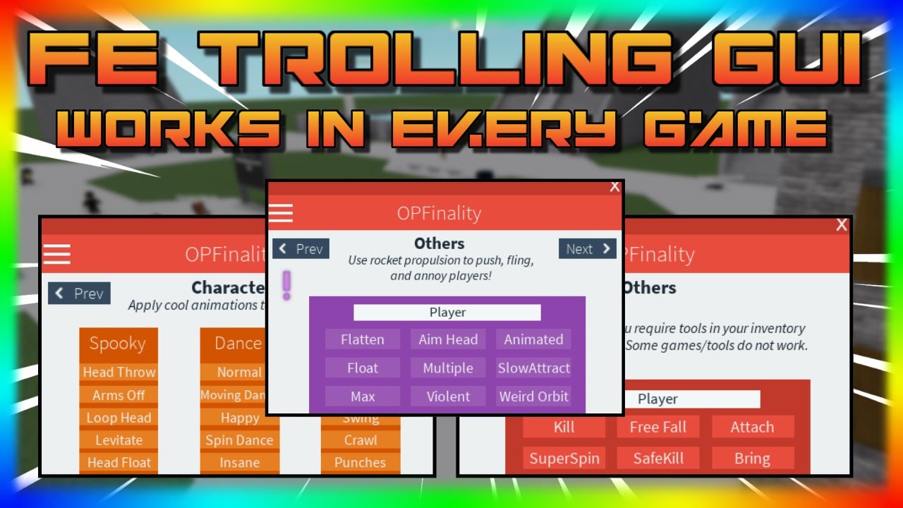 New Op Roblox Opfinality Fe Trolling Gui Hack Script Any Game Fling Kill Push Etc Youtube - trolling scripts roblox pastebin
