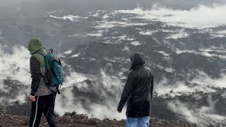 Heavy rain hits the hot lava: see what happens! #Iceland Sundhnukur Eruption 9