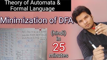 Minimization of DFA-deterministic finite automata with example in hindi-theory of automata-#TAFL-26