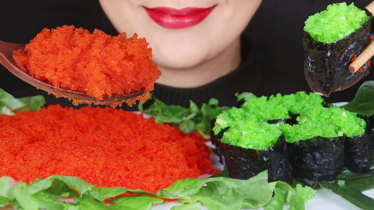 ASMR Flying Fish Roe Tobiko Eggs 날치알, 날치알초밥 리얼사운드먹방 とびこ Mukbang