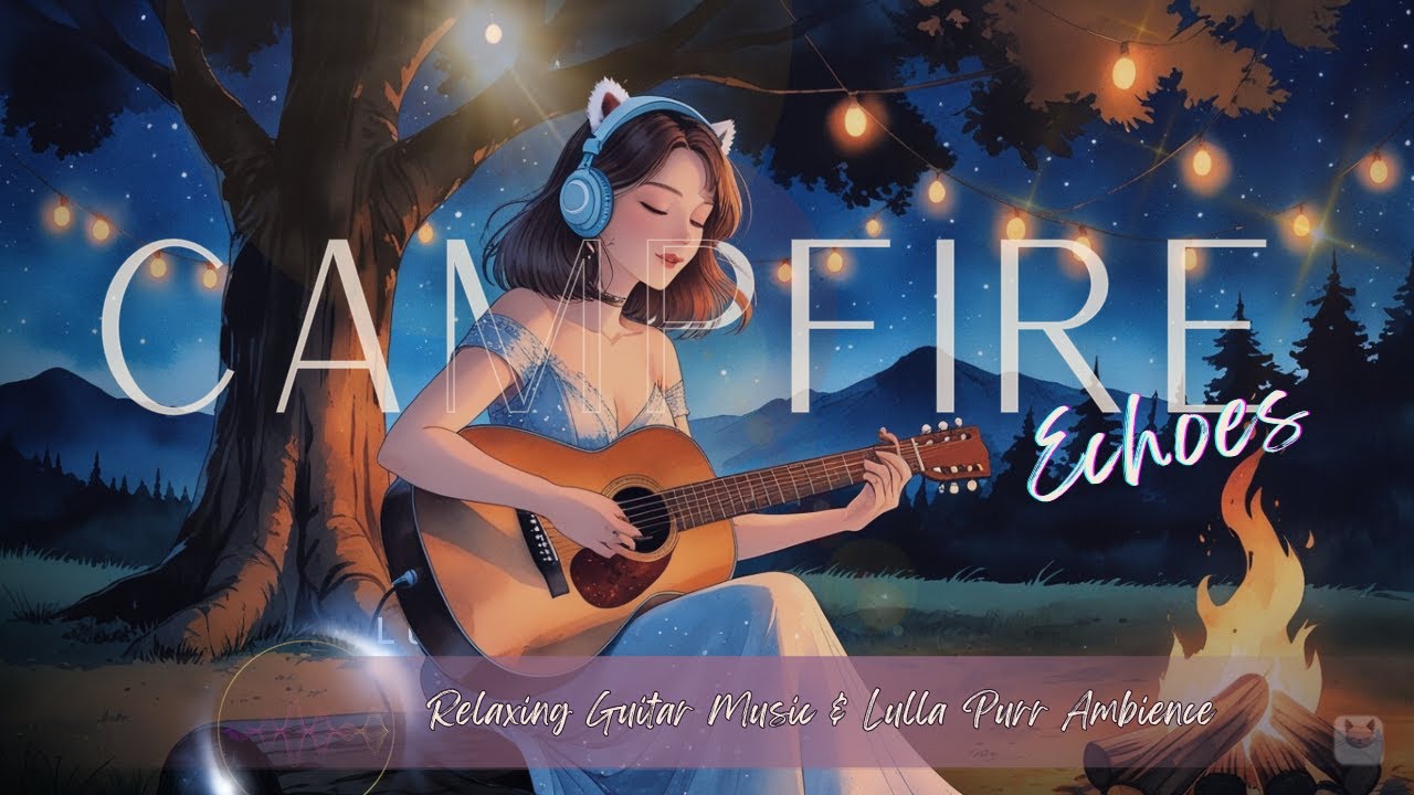 Campfire Echoes 🌌 LoFi Folk Nights | Relaxing Guitar Music & Lulla Purr Ambience