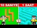 10 SANİYE vs 1 SAAT: Dev Labirent Yapı Kapışmasında Trolledim! 😂 | Minecraft
