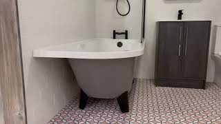 Balmoral 1700mm Freestanding Right Hand Shower Bath with Black Claw & Ball Feet
