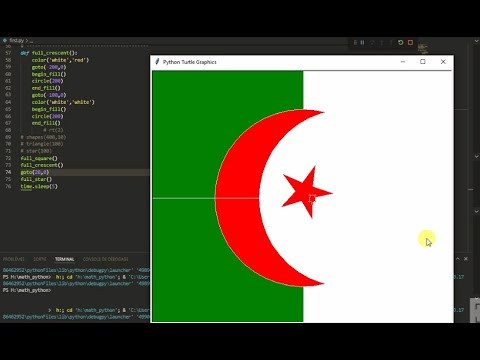 Algerian flag with turtle علم الجزائر باستعمال تيرتل