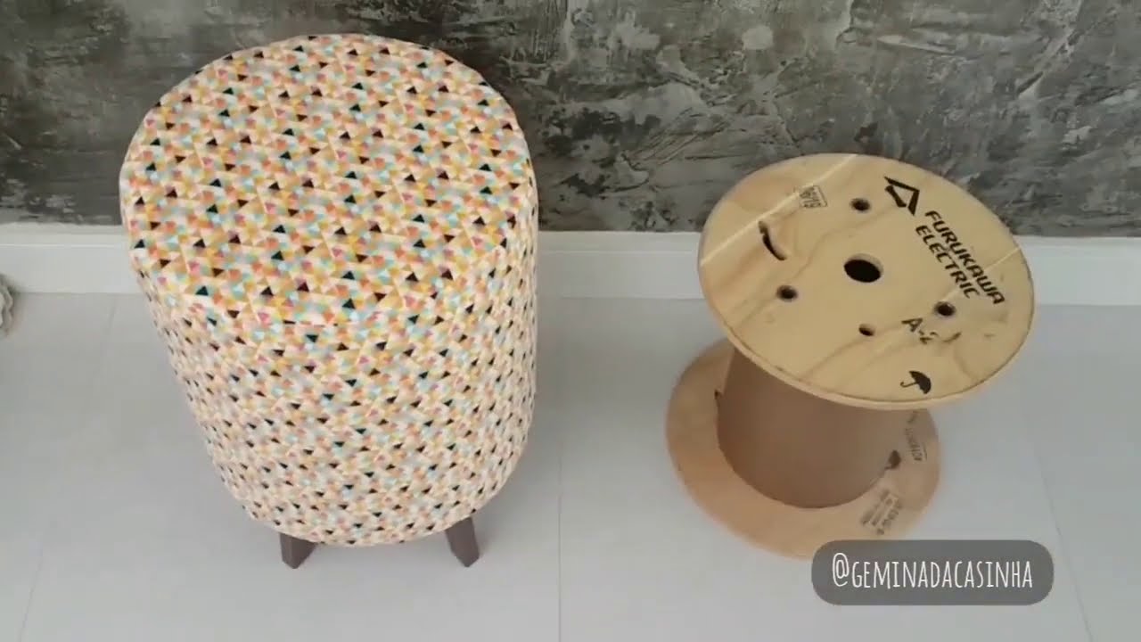 PUFF DE BOBINA COM CARA DE PUFF DE LOJA