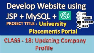 Class - 18: Update Company Profile in JSP + MySQL | Edit & Save Company Info (Part 18 )