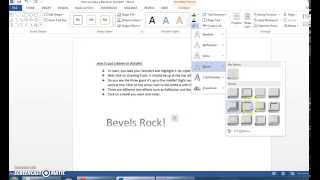 How to add a bevel to WordArt in Word 2013 screenshot 5