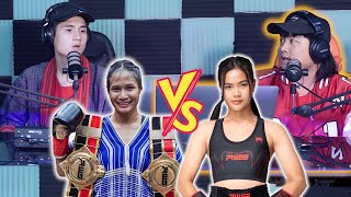 Karen girl (Somratsamee) vs Thai girl (Ngaoprajan) Muay thai fight reaction by BIGBIRD Peacedoh wah