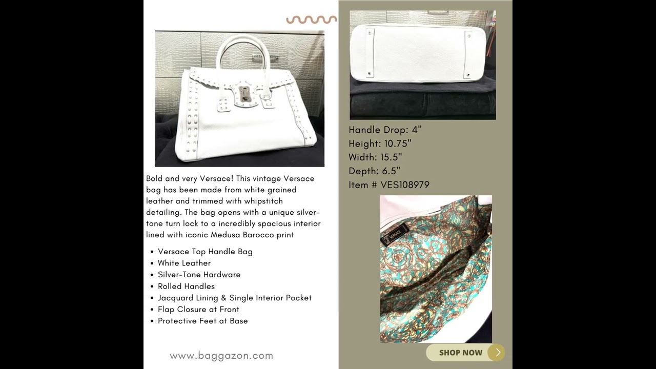Vintage Versace White Tote Bag | 