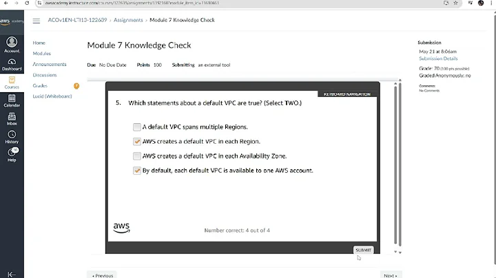 Module 7 Knowledge Check | Networking | AWS Cloud Operations