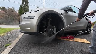 🛠️ Tesla Model Y Juniper: Summer Wheel Swap, Caliper Wrap & Detailing | 4K ASMR 🚀