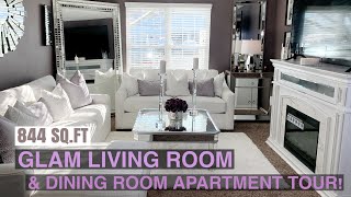 TOUR MY SMALL 844 SQ.FT GLAM APARTMENT‼️🤩 LIVING & DINING ROOM🏡