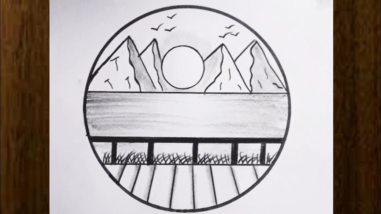 Easy circle scenery drawing /Easy drawing ideas for beginners/ How to ...