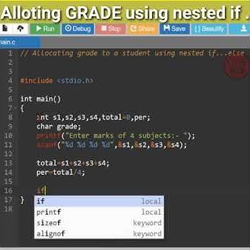 Allocating Grade the student usinf nested if...else statement in c ? # ...