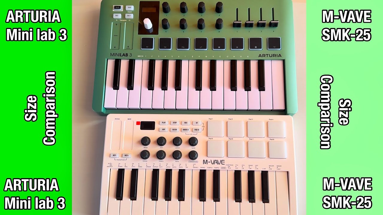 ARTURIA MiniLAB 3 vs M-VAVE SMK-25 Size Comparison - YouTube