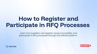 How to sing up as a supplier and participate in RFQs