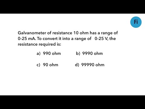 Galvanometer of resistance 10 ohm has a range of 0-25 mA ...