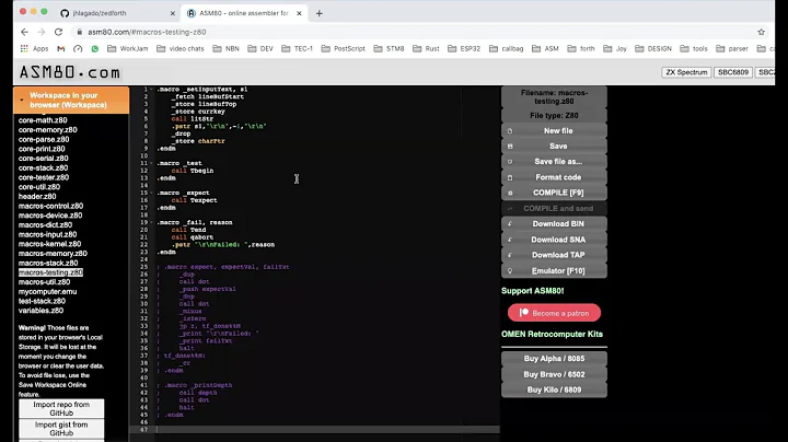 Using ASM80 with GitHub for Z80 assembly language development