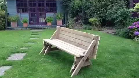 'QUICK-NIK' foldable bench to picnic table