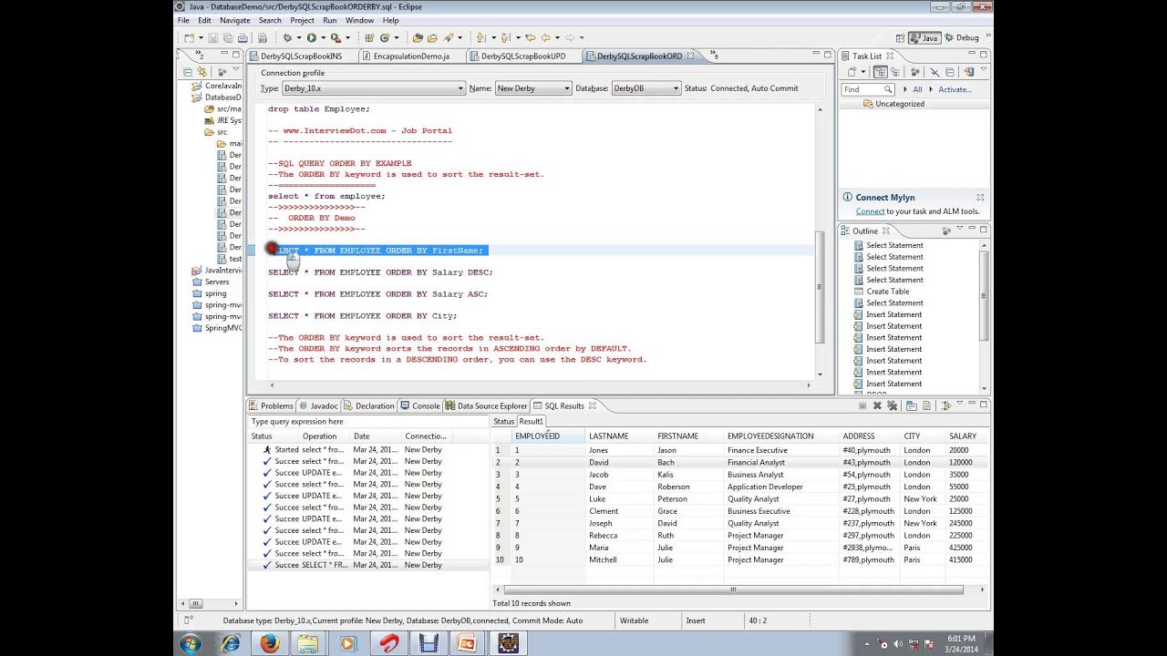 SQL QUERY ORDERBY - YouTube
