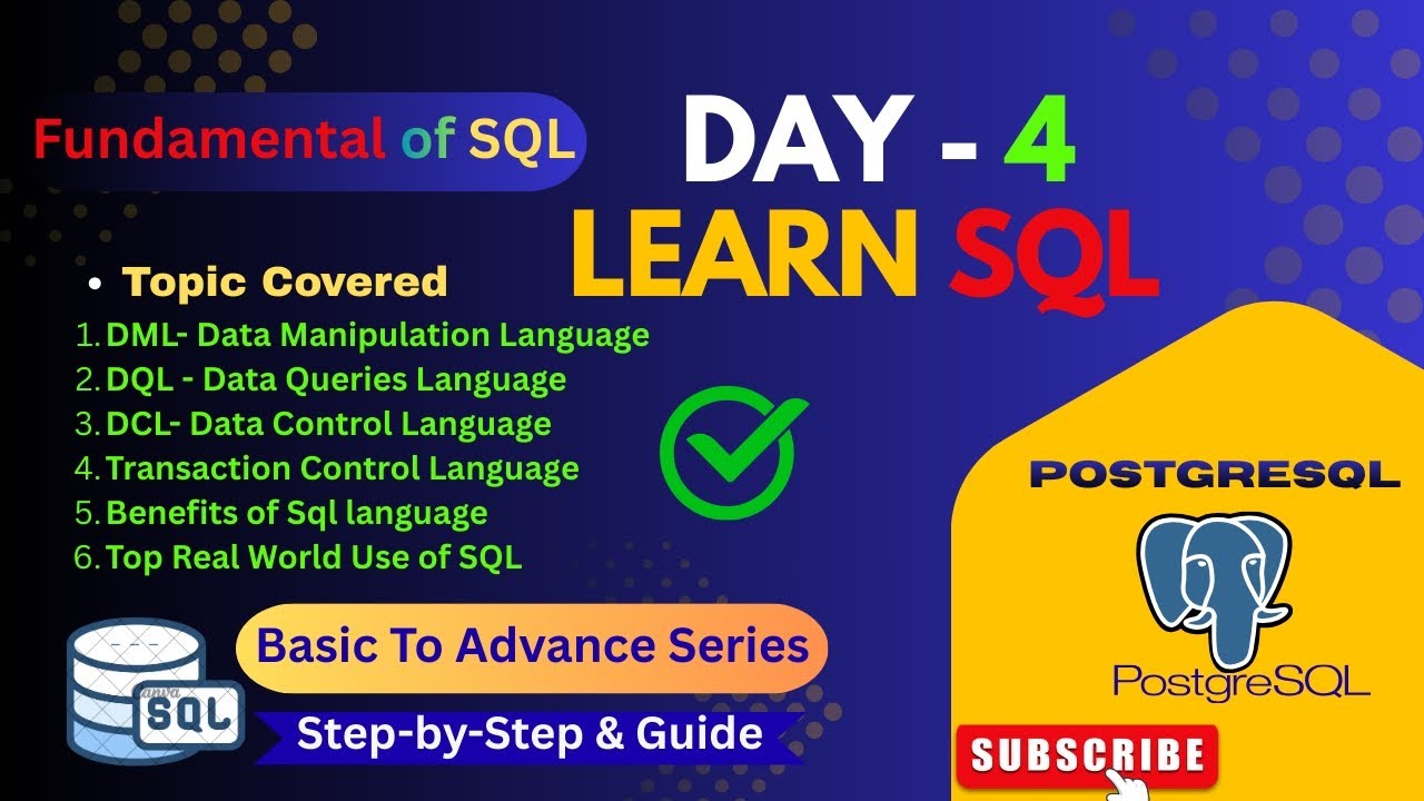 Master In SQL (Day-4)||Fundamentals of Sql|Explained Basics to Advance ...