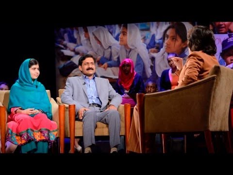 Malala and Ziauddin Yousafzai with Christiane Amanpour