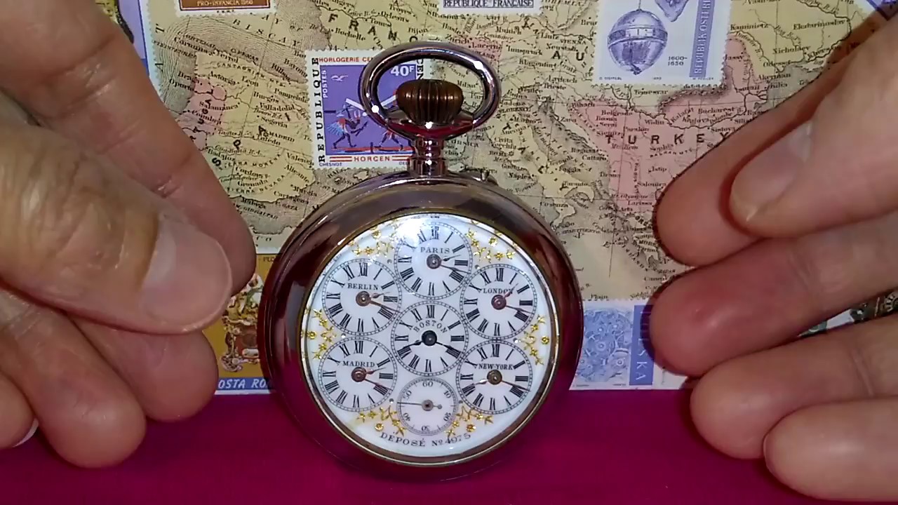 World Time Zone Antique Pocket Watch 6 Cities ( SOLD OUT ) YouTube