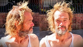 Giving a Homeless Man a Free Haircut on the Streets