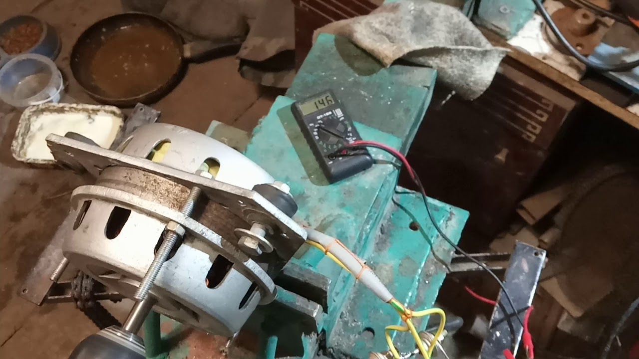 Испытание генератора для ветряка в полной сборка три фазы. - YouTube