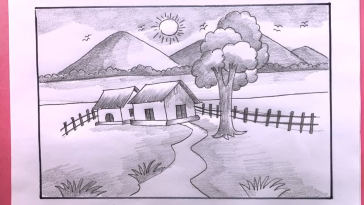 How To Draw Beautiful Scenery Step By Step/Beautiful Scenery Drawing ...