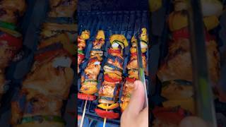 Hawaiian Style Grilled Chicken Kabob With Colorful Veggies And Pineapple 