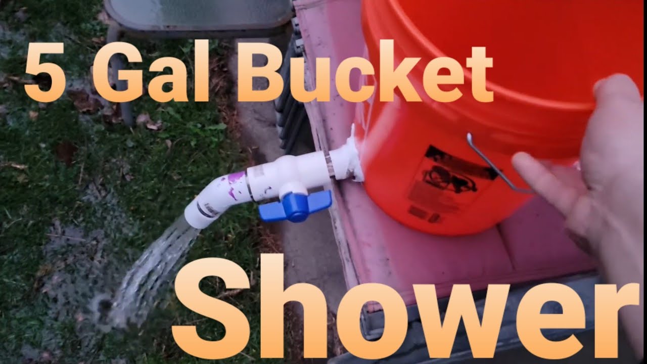 Demonstration: How a bucket makes a great shower in the Kalahari bush 