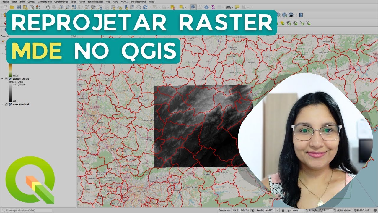 Reprojetar raster (MDE) no QGIS - YouTube