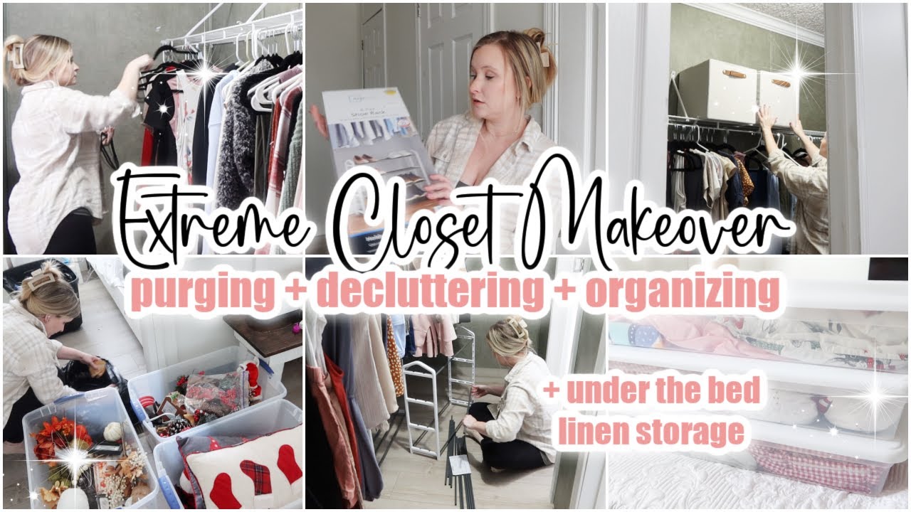 2024 EXTREME CLOSET CLEAN + DECLUTTER + ORGANIZE // closet makeover ...