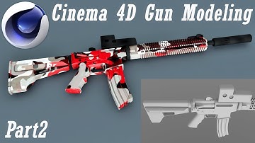 Cinema 4D Gun / Assault Rifle Modeling Part 2/2