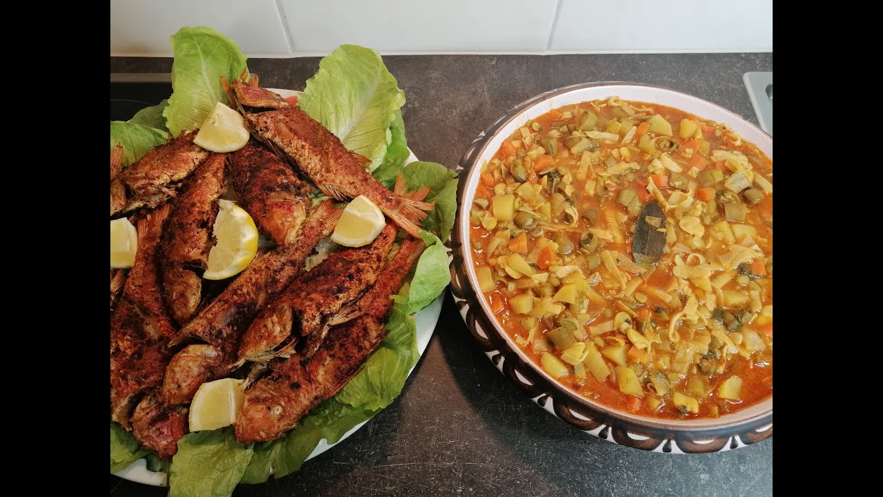 رشتة زمنية بالدبابش مع حوت التريليا المقلية، بنّة عالمية / 🇹🇳  Rechta Tunisienne et Rougets frits