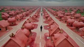 Journey Through a Magical Pomegranate Village Under Elastic Pomegranate Rain | AI ASMR