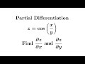 Partial Derivative of z=cos(x/y) || Partial Differentiation #mathmatiqs #calculus 